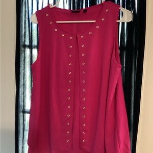 Rafaella Fuchsia Sleeveless Tank with Silver Studs